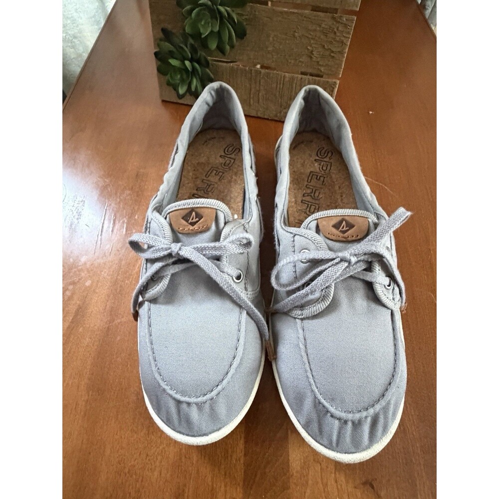 Sperry Lounge Away Women's 8.5 M Gray Canvas Lace-Up Boat Shoes - Picture 3 of 7